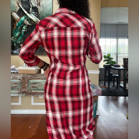 Zara Red White Black The Knot Check Dress - Picture 4 of 14